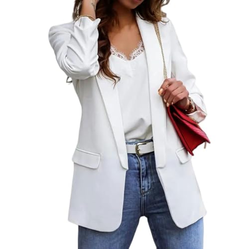 CLXLYU Damen Blazer Blazer Damenmantel Großer Großer Langarm Elegante Blazerinnen Weibliche Jacke Mode Formal-Weiß-2Xl von CLXLYU