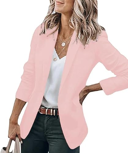 CLXLYU Damen Blazer Temperamentmantel Frauen Mit Langem Ärmel Mit Einem Einzelnen Breast -Anzug Von Kragenanzug-Rosa-5Xl von CLXLYU