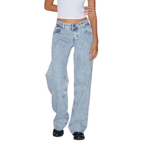 CLXLYU Damen Jeans Frauen Low -Rise -Jeans Vintage Baggy Gerade Weitbein Jeans Lässige Lockere Fit Lange Hosen-A-Xs CLXLYU Damen Jeans Frauen Low -Rise -Jeans Vintage Baggy Gerade Weitbein Jeans Lässige Lockere Fit Lange Hosen-A-Xs von CLXLYU