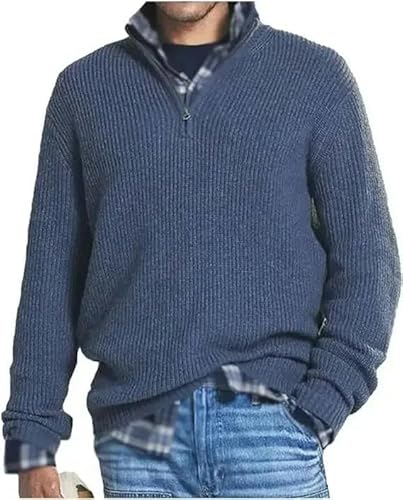 CLXLYU Herren Pullover Herren -Gelegenheitspullover Herbst- Und Winterbasis Stricker Sweater Mode Rollkragenpullover Pullover-Blau-XL von CLXLYU