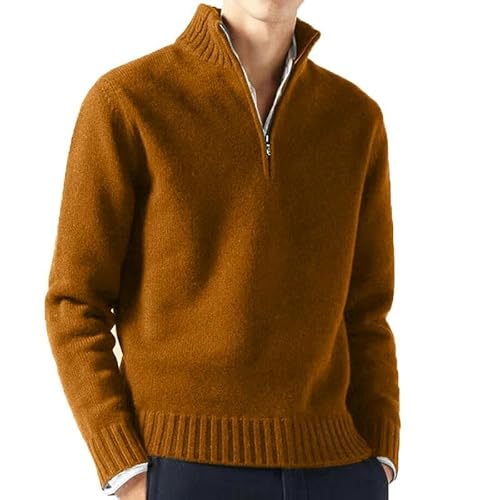 CLXLYU Herren Pullover Herren Rollkragenpullover -Pullover -Pullover Langarmpullover Lässig Täglich Warme Jacke-Braun-Asian XL (55-70 Kg) von CLXLYU