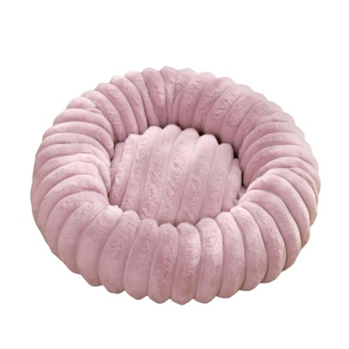 CLXLYU Hundebett Haustierbett Gerade Plüsch Haustiermatte Lange Haare Rund Katzenbett Winter Warm-Lila-80 cm von CLXLYU