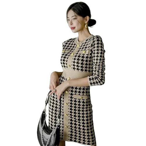 CLXLYU Pullover Kleid Vintage Thousand Birds Plaid Strickpullover Verstreute Taille Zwei -Teile -Illusionskleid Kleid-Kakifarbig-All Yards CLXLYU Pullover Kleid Vintage Thousand Birds Plaid Strickpullover Verstreute Taille Zwei -Teile -Illusionskleid Kleid-Kakifarbig-All Yards von CLXLYU