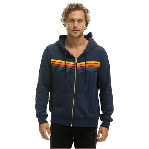 CLXLYU Reißverschluss Kapuzenpullover Stripe Reißverschluss Hoodie Nation Langschläfe Elastischer Pullover Hoodie Joggpants Sportjacke-Männer Blau-L CLXLYU Reißverschluss Kapuzenpullover Stripe Reißverschluss Hoodie Nation Langschläfe Elastischer Pullover Hoodie Joggpants Sportjacke-Männer Blau-L von CLXLYU