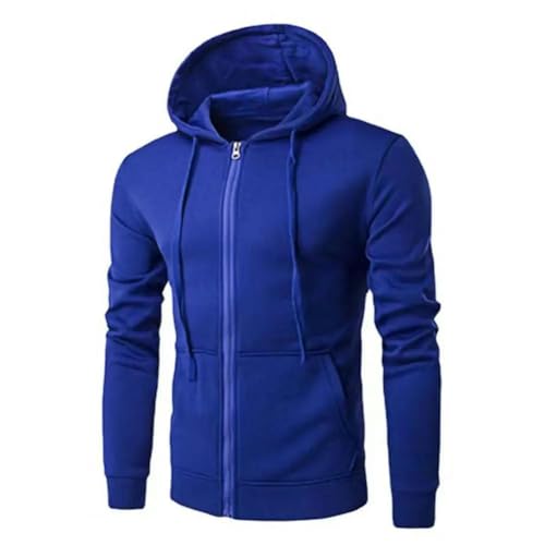 CLXLYU Zip-Up Hoodie Männer Sweatshirts Langarmjacke Hoodie Reißverschluss Jacke Männliche Hoodies Sweatshirt-Blau-S von CLXLYU