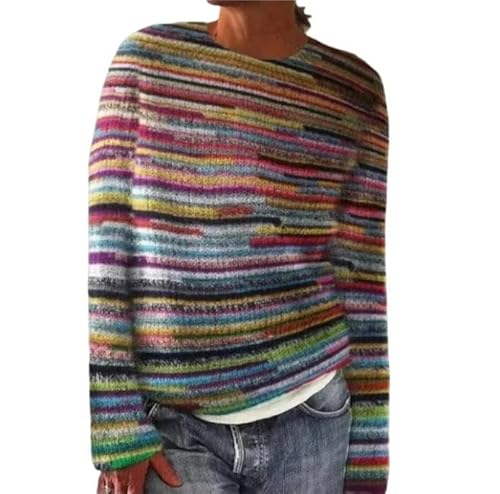 Damen Pullover Frauen Runde Nackenfarbe Passen Passender Pullover Losen Mode Casual Pullover Pullover Top-Bunt-XL Damen Pullover Frauen Runde Nackenfarbe Passen Passender Pullover Losen Mode Casual Pullover Pullover Top-Bunt-XL von CLXLYU