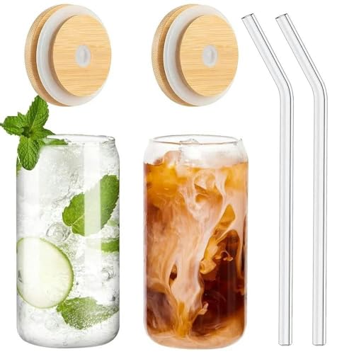 Glas Transparente Strohbecher, Verdickte, Hitzebeständige, Deckelstroh, 550 Ml Iced Coffee Tasse-550 Ml Mit Deckelstroh von CLXLYU