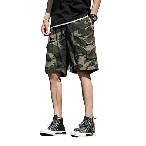 Herren Shorts Sommer -Herren -Tarn -Cargo -Shorts -Taschenholz -Halbhosen Mit Mittlerer Taille Im Freien-Camouflage Green-5Xl180-185Cm95-105 Kg von CLXLYU