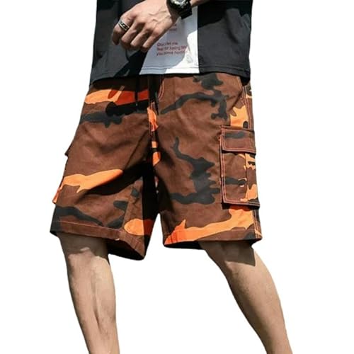 Herren Shorts Sommer -Herren -Tarn -Cargo -Shorts -Taschenholz -Halbhosen Mit Mittlerer Taille Im Freien-Orange-6X190-195Cm105-115 Kg von CLXLYU