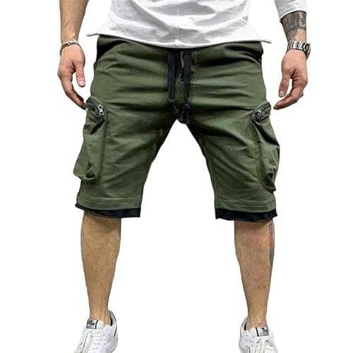 Herren Shorts Sommer Lose Shorts Jogging Short Hosen Casual Fitness Multi-Pocket Sport Hip Cargo Shorts-Grün-XXL-Packung Von 1 von CLXLYU