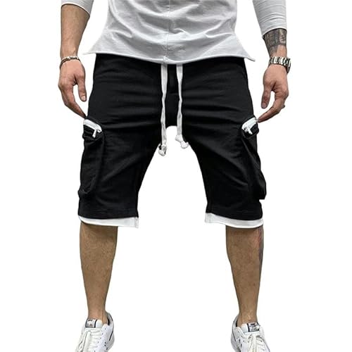 Herren Shorts Sommer Lose Shorts Jogging Short Hosen Casual Fitness Multi-Pocket Sport Hip Cargo Shorts-Schwarz-M-Packung Von 1 von CLXLYU