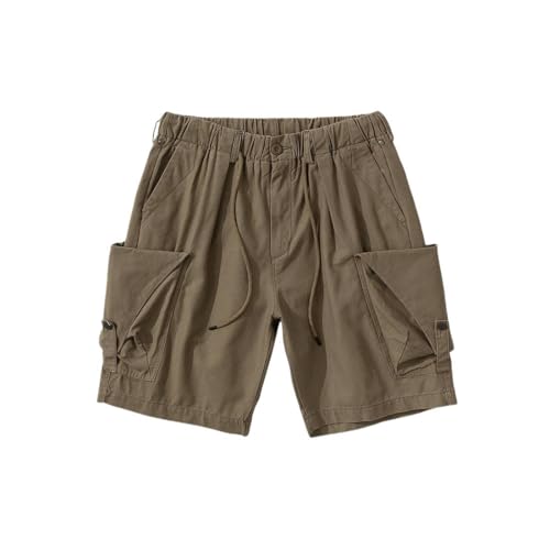 Herren Shorts Sommer Streetwear Cargo Shorts Kleidung Harajuku Multipocket Casual Basketballhose Trendy Trendy-Khaki-L von CLXLYU