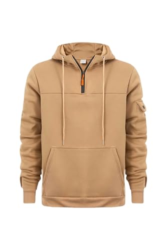 Pullover Hoodie Herren Kapuze -Sweatshirt Mit Reißverschluss Und Armpocket Pullover Sport Casual Jacke von CLXLYU