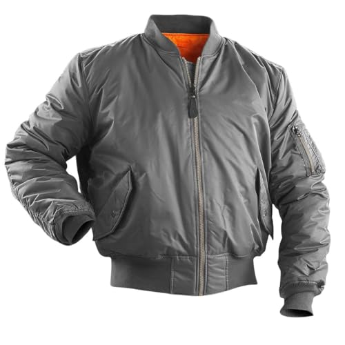 Winterjacke Herren Aviator Jacke Herbst Und Winter Warmer Baumwollmantel Baseballjacke Freizeitmantel-Grau-XXL (Ca. 205 Pfund) von CLXLYU