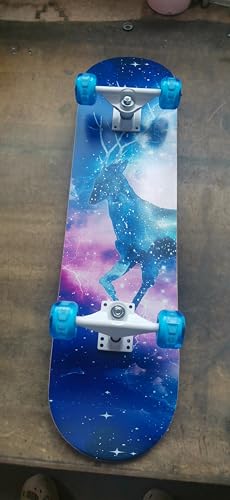 Skateboard 31 x 8 Zoll komplette Cruiser Skateboard für Anfänger,8-lagiger Ahornholz ABEC-11 Kugellager, Double Kick Deck Concave Skateboard für Jugendliche und Erwachsene (Blue-L) von CLYCTIP