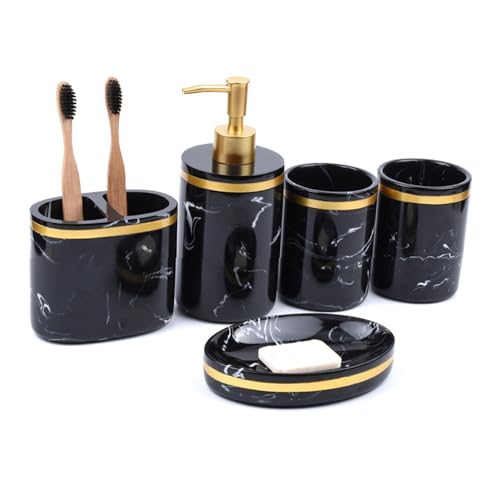 CMBSSTBB Badezimmerzubehör-Set, 5-teiliges Badezimmer-Set, Hotel-Badezimmer, nordischer Stil, Harz-Waschset für Zuhause und Badezimmer, modernes Badezimmer von CMBSSTBB