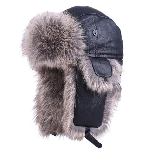 CMBSSTBB Bomber Hüte Bomber Hut Winter Trapper Trooper Warm Aviator Schnee Ski Cap Warm (Schwarz XL),Black-XL von CMBSSTBB