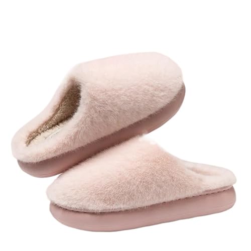 CMBSSTBB Flauschige, Flauschige Hausschuhe für den Innenbereich, rutschfeste warme Baumwollschuhe für Damen, Dicke Sohle, Plüsch-Slipper, Schuhe für Damen (Rosa, 40–41) von CMBSSTBB