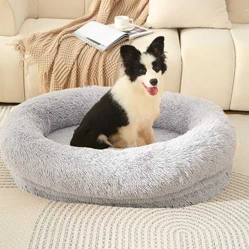 CMBSSTBB Flauschige Hundebett-Matratze, weiches, warmes Hundemattenbett, waschbare Hundebox-Matratze, Haustier-Katzenbetten-Kissenmatratze, beruhigendes Anti-Angst-Hundebett (Hellgrau 105 x 75 x 25 von CMBSSTBB