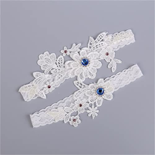 CMBSSTBB Weißes Blumen-Strumpfband für Hochzeit, sexy Strumpfband, 2-teiliges Set für Damen, Braut-Oberschenkelring, Braut-Beinstrumpfband (Farbe: Weiß, Größe: Einheitsgröße) (Weiß, Einheitsgröße) von CMBSSTBB