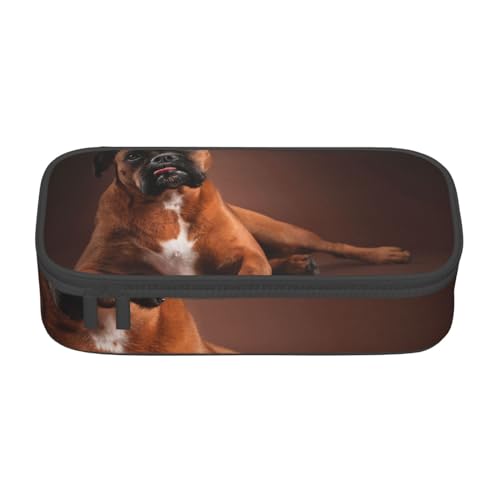 Cooler liegender Boxerhund, Federmäppchen, Federmäppchen, großes Fassungsvermögen, Federmäppchen, Kosmetiktasche von CMJSGG