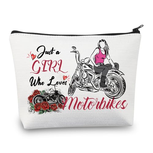 CMNIM Motorrad-Mädchen-Geschenke, "Just A Girl Who Loves Motorbike", Make-up-Kosmetiktasche, Motorradliebhaber, Geschenke für Motorradfahrer, Motorräder Mädchen Geschenke, Make-up-Tasche von CMNIM