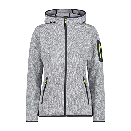 CMP - Damen-Knit-Tech-Jacke mit fester Kapuze, Grau-Zitrone, D40 CMP - Damen-Knit-Tech-Jacke mit fester Kapuze, Grau-Zitrone, D40 von CMP