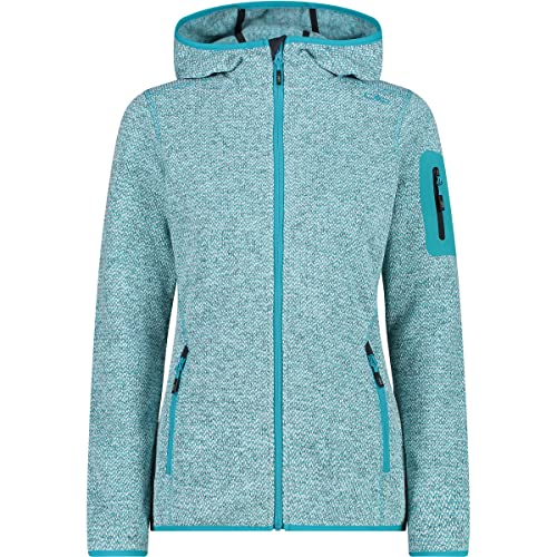 CMP - Damen-Knit-Tech-Jacke mit fester Kapuze, Lagunenweiß, D46 CMP - Damen-Knit-Tech-Jacke mit fester Kapuze, Lagunenweiß, D46 von CMP
