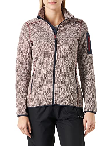 CMP - Damen-Knit-Tech-Jacke mit fester Kapuze, Rotwein-Weiß, D40 von CMP