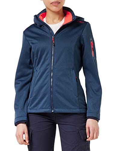 CMP - Melange-Softshelljacke für Damen mit abnehmbarer Kapuze, Blaue Tinte Mel., D38 von CMP