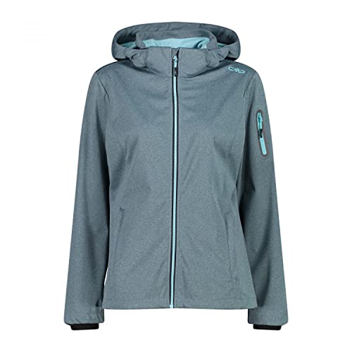 CMP - Leichte Softshell-Melange-Jacke für Damen mit abnehmbarer Kapuze, Wassermel., D36 von CMP