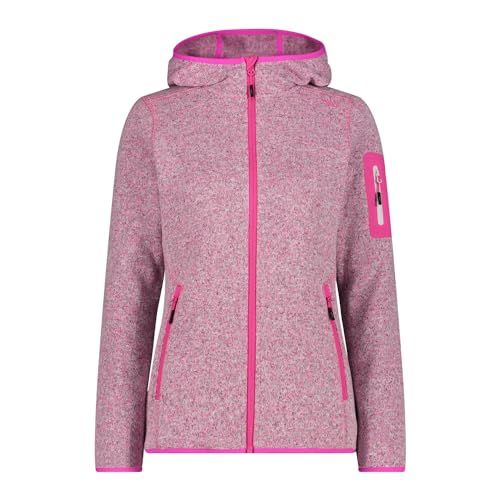 CMP - Damen Knit-Tech Jacke mit Fester Kapuze, Fuchsia-Weiß, 50 von CMP