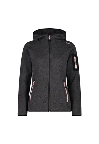 CMP - Damen Knit-Tech Jacke mit Fester Kapuze, schwarz-Rose, 54 von CMP