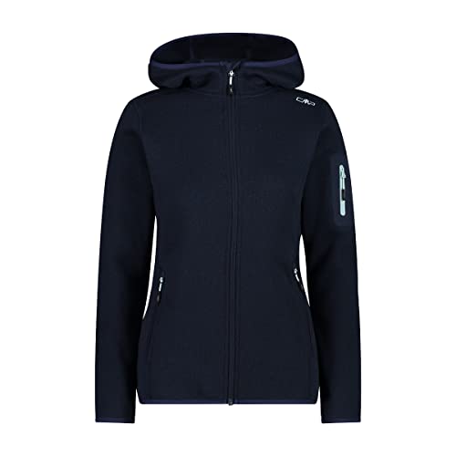 CMP - Damen-Knit-Tech-Jacke mit fester Kapuze, B. Blau-Kristallblau, D46 von CMP