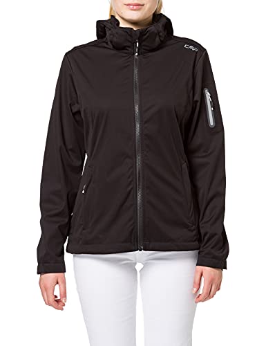 CMP - Leichte Softshelljacke für Damen mit abnehmbarer Kapuze, Schwarz, D42 von CMP