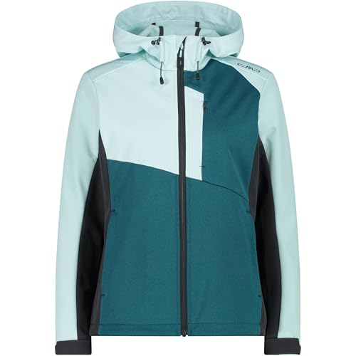 CMP - Damen Softshelljacke mit fester Kapuze Melange, Teal-Acqua, 52 CMP - Damen Softshelljacke mit fester Kapuze Melange, Teal-Acqua, 52 von CMP