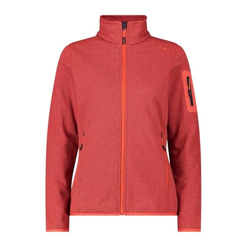 CMP Damen Strickfleecejacke ohne Kapuze 3H14746 H23 42 Red Fluo von CMP