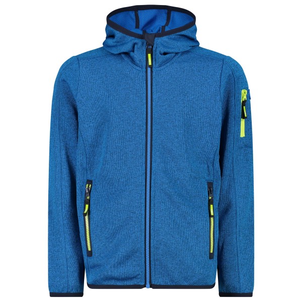 CMP - Kid's Jacket Fix Hood Knitted + Mesh - Fleecejacke Gr 116 blau von CMP
