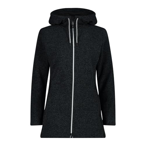 CMP - Knit Tech Damen Fleece Jacke mit fester Kapuze, schwarz, 44 von CMP