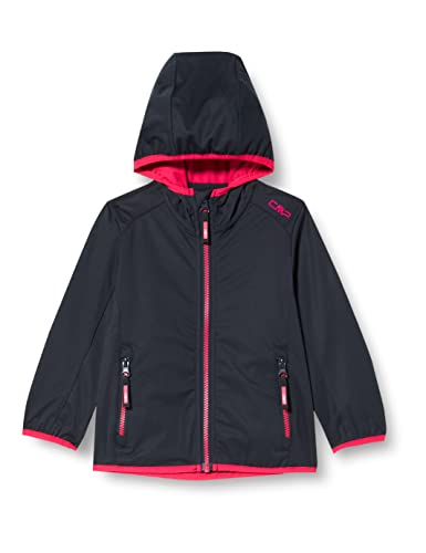 CMP Mädchen Leichte Softshelljacke für Kinder mit Fester Kapuze Jacke Kokon-Mantel, Anthrazit-Erdbeere, 128 von CMP