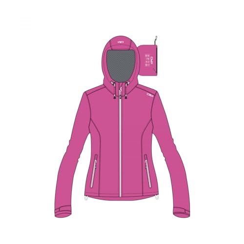 CMP Damen Feste Kapuze Reißfeste Regenjacke, fuchsia, 38 von CMP