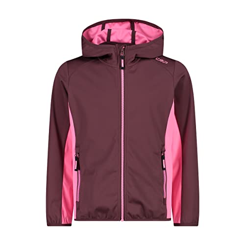 CMP Unisex Kinder Leichte Softshelljacke für Kinder mit Fester Kapuze Jacke Kokon-Mantel, Pflaumenrosa Fluo, 164 von CMP