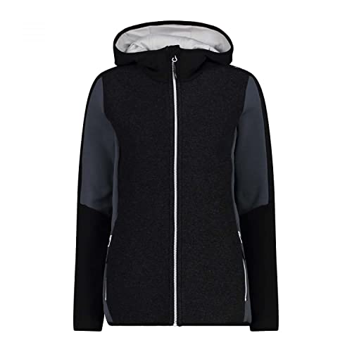 CMP - Stretch-Fleecejacke für Damen mit fester Kapuze, Schwarz, D34 von CMP