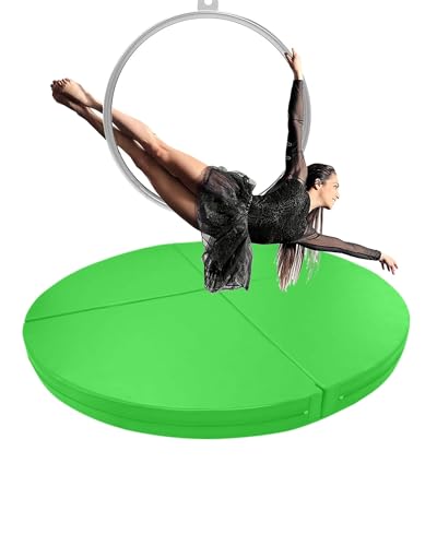 Pole Dance Matte Runde Aerial-Hoop-Crashmatte für Das Fitnessstudio Zu Hause, 120/140/150/160/180/200 Cm Pole Dance-Matte/Yoga-Fitness-Trainingsmatte, 3/5 Cm Dicke Sicherheitsschutzmatte(Color:Green, von CMYUN