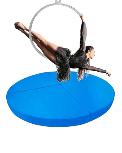 Pole Dance Matte Runde Aerial-Hoop-Crashmatte für Das Fitnessstudio Zu Hause, 120/140/150/160/180/200 Cm Pole Dance-Matte/Yoga-Fitness-Trainingsmatte, 3/5 Cm Dicke Sicherheitsschutzmatte(Color:Blue,S von CMYUN