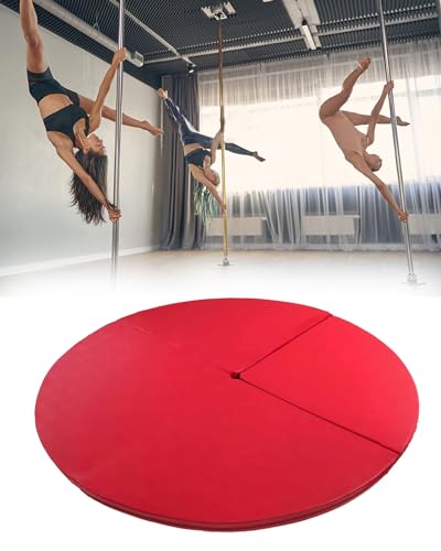Pole Dance Matte Rundpoltanz-Schutzmatte 3/5 Cm Dick - Sicherheits-Trainingsmatten/Pole-Fitness-Schutzmatte, Faltbare, Wasserdichte Aerial-Hoop-Yogamatte(Red,140cmx5cm(55"x2")) von CMYUN