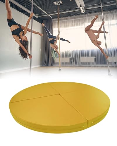 Pole Dance Matte Rundpoltanz-Schutzmatte 3/5 Cm Dick - Sicherheits-Trainingsmatten/Pole-Fitness-Schutzmatte, Faltbare, Wasserdichte Aerial-Hoop-Yogamatte(Yellow,120cmx5cm(47"x2")) von CMYUN
