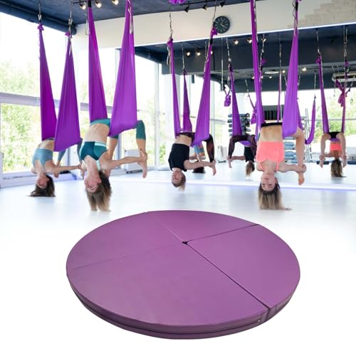 Pole Dance Matte Rutschfeste Yoga-Poledance-Crashmatte, Zusammenklappbare Runde Aerial-Hoop-Matte für Das Fitnessstudio Zu Hause, Art-Fitness-Stripper-Pole-Matte, Dicke Sicherheitsschutzmatte(Purple,2 von CMYUN