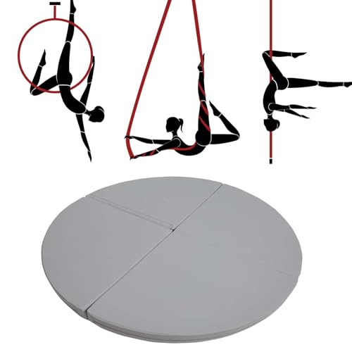 Pole Dance Matte Sicherheits-Crashmatte für Aerial Hoop/Yoga/Pole Dance, Runde, Rutschfeste, Dicke Schutzmatte für Das Fitnessstudio Zu Hause, Art Fitness Stripper Pole Dance Matte(Gray,140cmx5cm(55"x von CMYUN