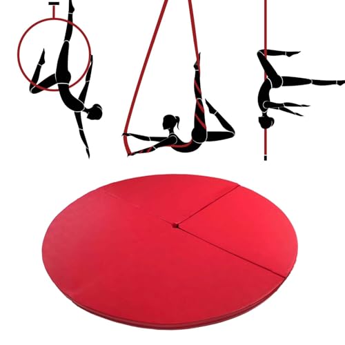 Pole Dance Matte Sicherheits-Crashmatte für Aerial Hoop/Yoga/Pole Dance, Runde, Rutschfeste, Dicke Schutzmatte für Das Fitnessstudio Zu Hause, Art Fitness Stripper Pole Dance Matte(Red,160cmx5cm(63"x2 von CMYUN
